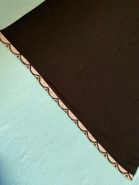 BEADED Scalloped-Edge scarf wrap hijab veil lightweight black gray size 27” X 72